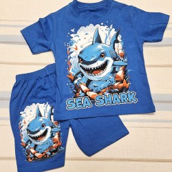 Детски летен комплект в синьо с АКУЛА