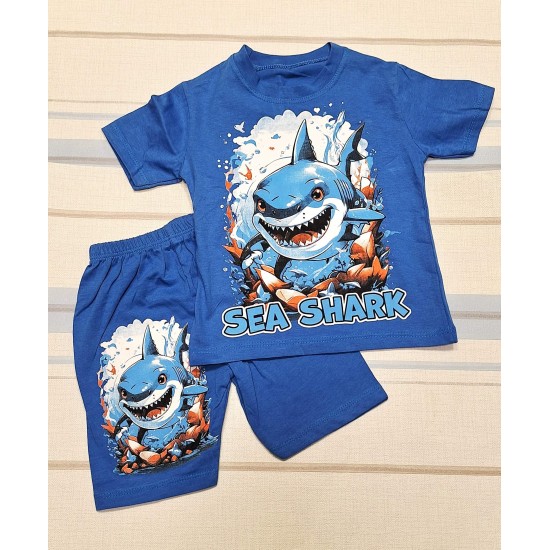 Детски летен комплект в синьо с АКУЛА