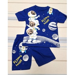Детски летен комплект в тъмносиньо с МЕЧЕТА КОСМОНАВТИ