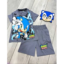 Детски летен комплект в сиво с маска на таралежа СОНИК