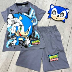 Детски летен комплект в сиво с маска на таралежа СОНИК Детски летен комплект в сиво с маска на таралежа СОНИК