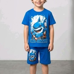 Детски летен комплект в синьо с АКУЛА