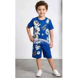Детски летен комплект в тъмносиньо с МЕЧЕТА КОСМОНАВТИ