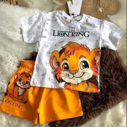 Детски летен комплект в бяло и оранжево ЦАР ЛЪВ Детски летен комплект в бяло и оранжево ЦАР ЛЪВ