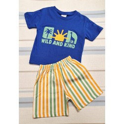 Детси летен комплект в синьо и  оранжево СЪНИ