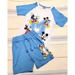 Детски летен комплект в синьо и бяло с МИКИ МАУС