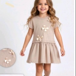 Детска лятна рокля в розово/пудра с панделки