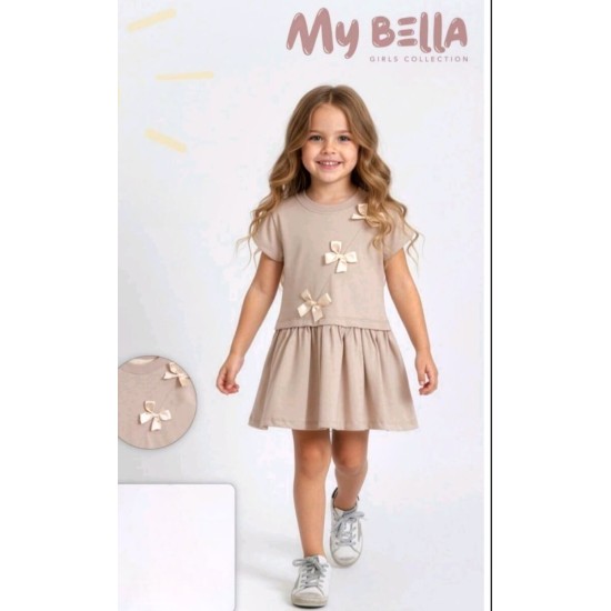 Детска лятна рокля в розово/пудра с панделки