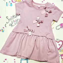 Детска лятна рокля в розово/пудра с панделки