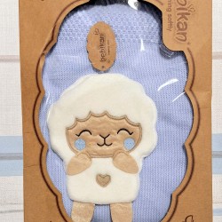 Бебешко плетено одеяло в светло синьо БЕТИ в кутия