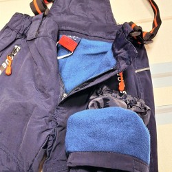 Детски зимен гащеризон панталон в синьо и оранжево за сняг и ски Детски зимен гащеризон панталон в синьо и оранжево за сняг и ски