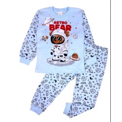 Детска памучна пижама в синьо МЕЧО КОСМОНАВТ 4г-6г