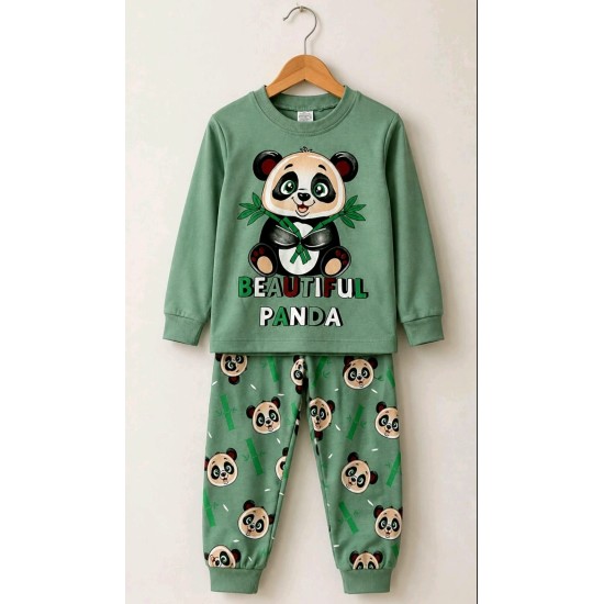 Детска пижама в зелено за момче с ПАНДА