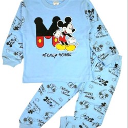 Детска памучна пижама в светло синьо с Мики Маус Детска памучна пижама в светло синьо с Мики Маус