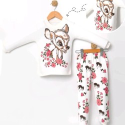 Детска пижама в бяло с цветя БАМБИ