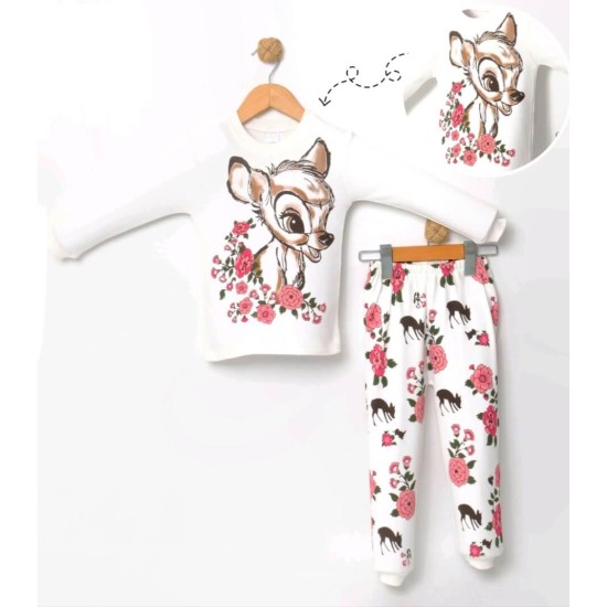 Детска пижама в бяло с цветя БАМБИ Детска пижама в бяло с цветя БАМБИ