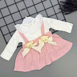 Сладка бебешка рокля в розово и бяло с МЕЧЕНЦА