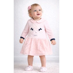 Сладка бебешка рокля в светло розово на точки с дантела САНА