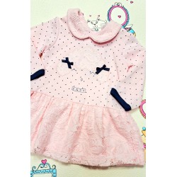 Сладка бебешка рокля в светло розово на точки с дантела САНА