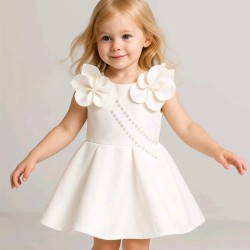 Официална детска рокля в бяло без ръкав ЛЕЙДИ