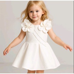 Официална детска рокля в бяло без ръкав ЛЕЙДИ
