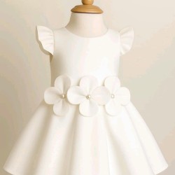 Официална детска рокля в бяло без ръкав БЕЛА с цветя Официална детска рокля в бяло без ръкав БЕЛА с цветя