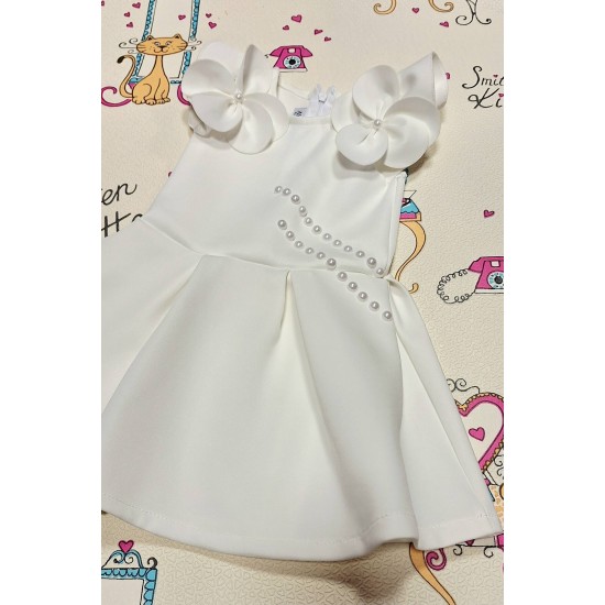 Официална детска рокля в бяло с дълъг ръкав ЛЕЙДИ
