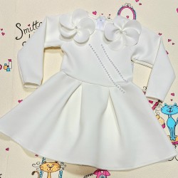 Официална детска рокля в бяло с дълъг ръкав ЛЕЙДИ