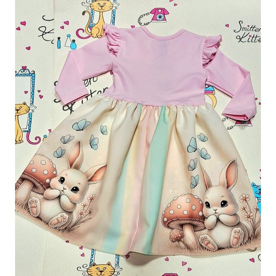 Красива детска рокля в светло розово ЗАЙЧЕТО И ГЪБКИТЕ
