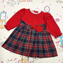 Детска рокля в червено каре Детска рокля в червено каре