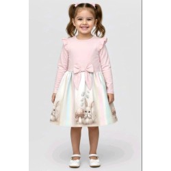 Красива детска рокля в светло розово ЗАЙЧЕТО И ГЪБКИТЕ