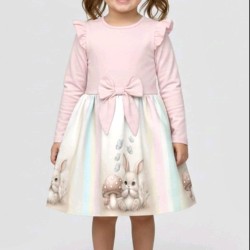 Красива детска рокля в светло розово ЗАЙЧЕТО И ГЪБКИТЕ