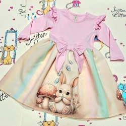 Красива детска рокля в светло розово ЗАЙЧЕТО И ГЪБКИТЕ