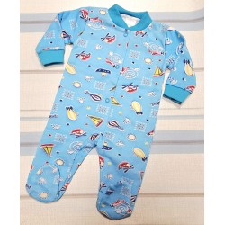 Бебешки леко ватиран гащеризон в синьо ЛОДКИ