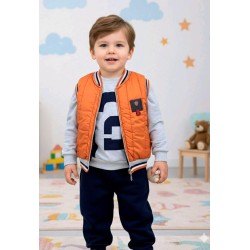 Детски ватиран комплект с оранжев елек