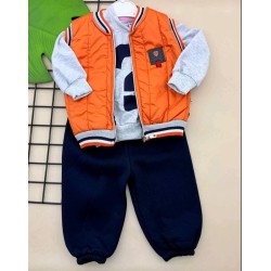 Детски ватиран комплект с оранжев елек