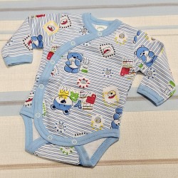 Бебешко леко ватирано боди в бяло и синьо райе Бебешко леко ватирано боди в бяло и синьо райе