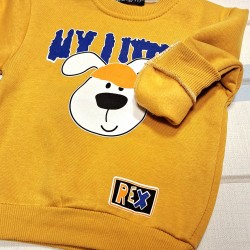 Ватирана детска блуза в жълто с КУЧЕНЦЕ