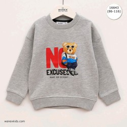 Ватирана детска блуза в светло сиво МЕЧО