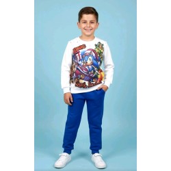 Детски ватиран Коледен  комплект в синьо и бяло СОНИК