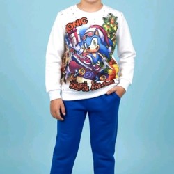 Детски ватиран Коледен комплект в синьо и бяло СОНИК Детски ватиран Коледен комплект в синьо и бяло СОНИК