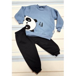 Детски ватиран комплект в синьо с ПАНДА