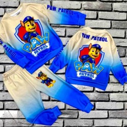 Детски ватиран мек комплект ПЕС ПАТРУЛ в синьо и екрю Детски ватиран мек комплект ПЕС ПАТРУЛ в синьо и екрю