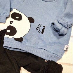 Детски ватиран комплект в синьо с ПАНДА