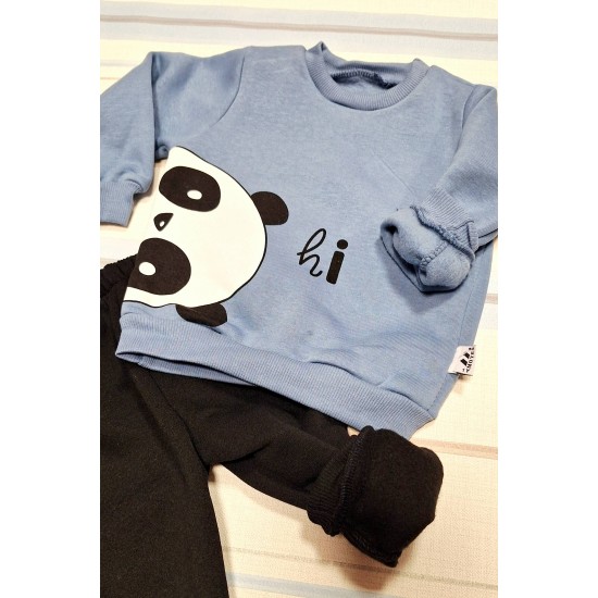 Детски ватиран комплект в синьо с ПАНДА