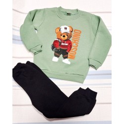 Ватиран детски комплект в зелено МЕЧКО