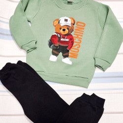 Ватиран детски комплект в зелено МЕЧКО Ватиран детски комплект в зелено МЕЧКО