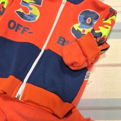 Ватиран детски анцуг в оранжево МИЛИТАРИ