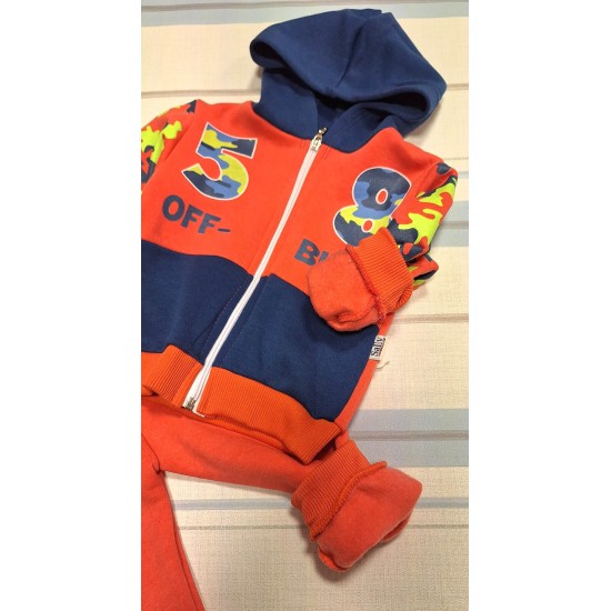 Ватиран детски анцуг в оранжево МИЛИТАРИ Ватиран детски анцуг в оранжево МИЛИТАРИ