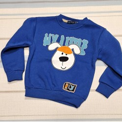 Ватирана детска блуза в синьо с кученце Ватирана детска блуза в синьо с кученце
